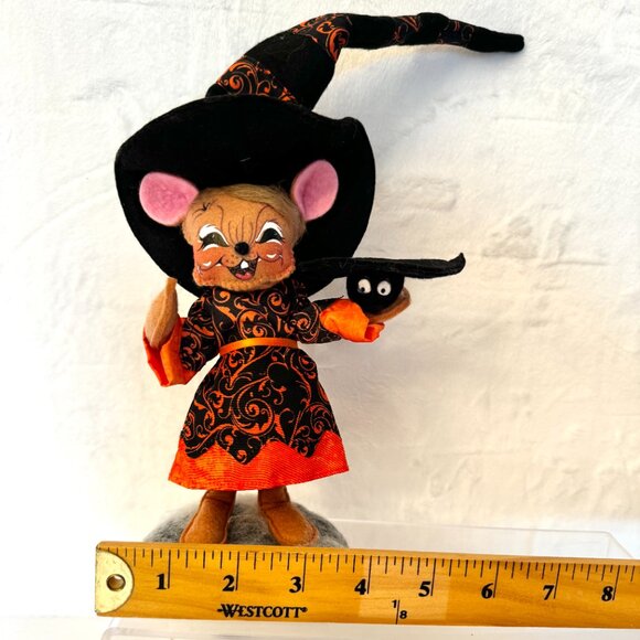 Annalee Mouse Doll 6" Halloween 2017 Swirl Witch with Bat - Picture 10 of 11